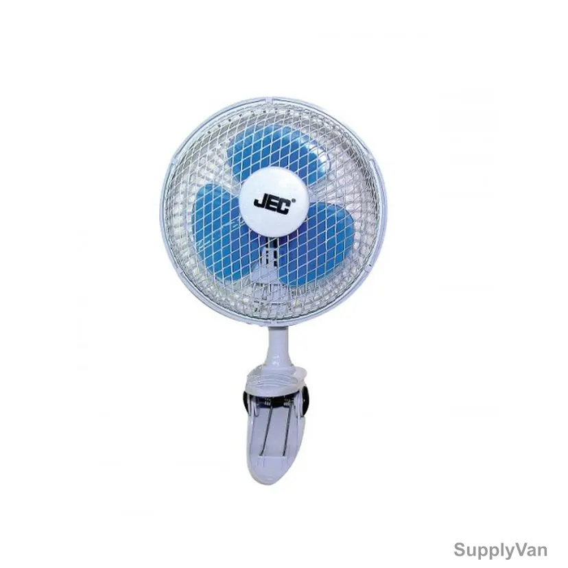 Jec Personal Clip On Fan, FA-1605, 6 Inch Blade Dia, 35W, White/Blue