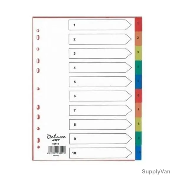 Deluxe Color Divider With Number, AMT-46410, PVC, A4, 10 Tab