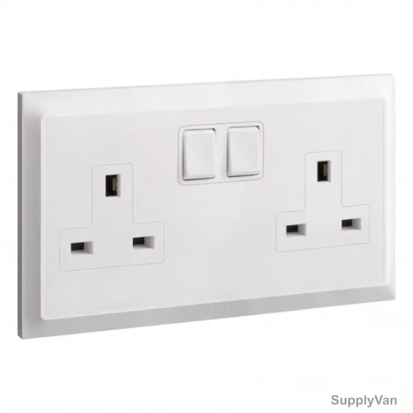 Legrand Single Pole Switched Socket, 617646, Belanko S, 2 Gang, 13A, 250V