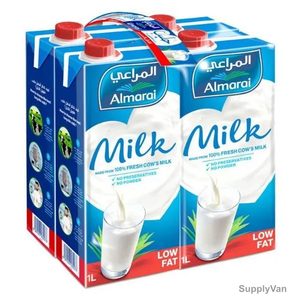 Almarai Low Fat Long Life Milk, 1 Ltr, 4 Pcs/Pack — image 1