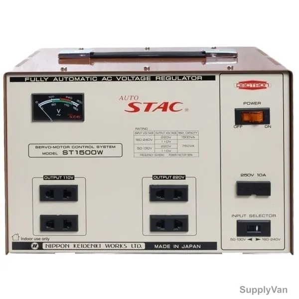 Auto Stac Full Automatic AC Voltage Regulator, ST1500W, 1500VA, Brown