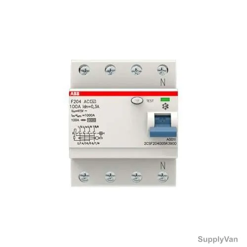 ABB Residual Current Circuit Breaker, F204-AC-100-0-3-IEC, 4 Pole, 300mA, 100A — image 1