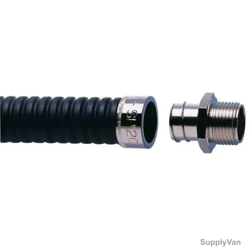 Adaptaflex Straight Conduit Fitting with Metric Threads, SP20-M20-AC, M20, Nickel Plated Brass, 20MM