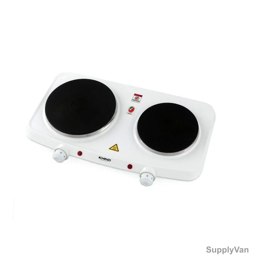 Khind Double Electric Hot Plate, HP2502BW, Cast Iron, 1500W+1000W, White — image 1