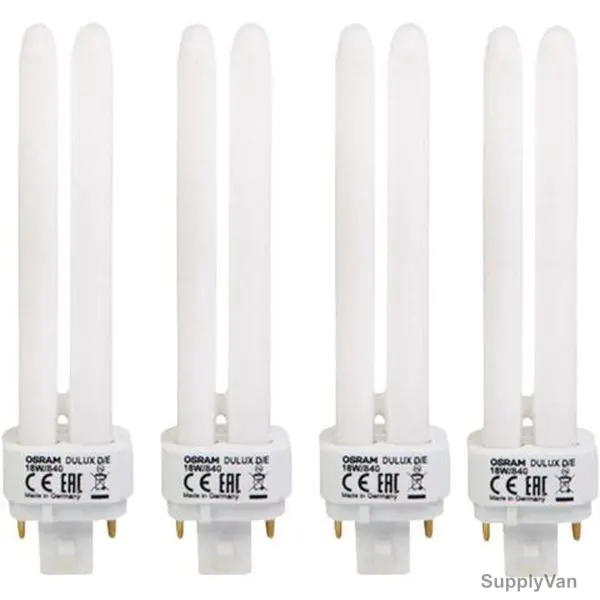 Osram Compact Fluorescent Lamp, Dulux D-E, 18W, G24q-2, 4000K, Lumilux Cool White, 4 Pcs/Pack