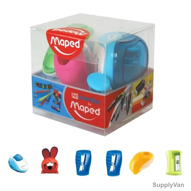 Maped Pencil Sharpener, MDP-VP-003, Plastic/Metal, Assorted Colors, 5 Pcs/Set