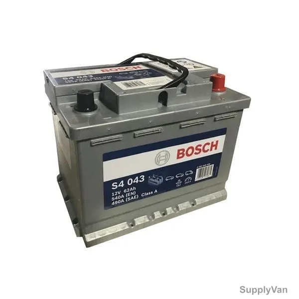 Bosch S4 043 Starter Battery, 0092S40430, 12V, 62Ah, 540A