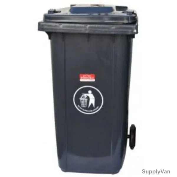 Brooks Waste Bin With 2 Wheels, BKS-WST-383, HDPE, 240 Ltrs, Black