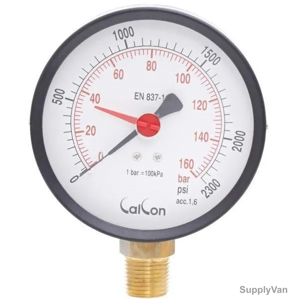 Calcon Pressure Gauge, CC2A, 100MM, 1/2 Inch, NPT, 0-160 Bar