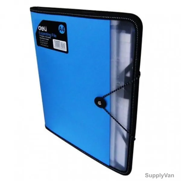Deli Expanding File With Notebook, E38965, 7 Pocket, Blue