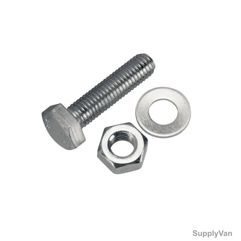 Bolt, Nut and Washer Set, Metal, Silver