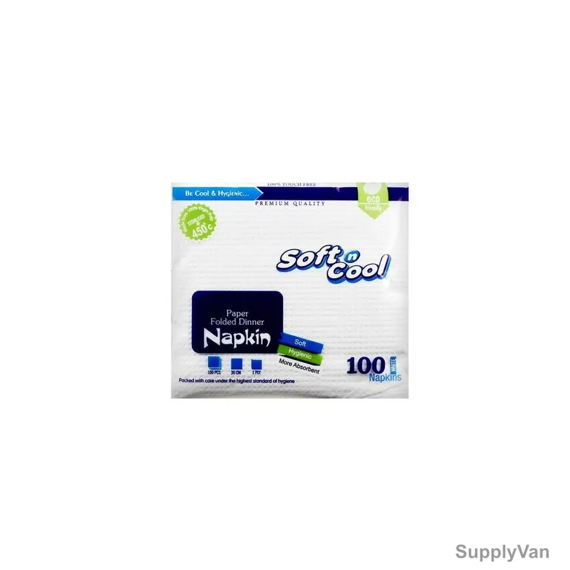 Hotpack Soft n Cool Dinner Napkin, NAPKIN2323, 1 Ply, 23CM x 23CM, White, 2000 Sheets/Pack — image 1