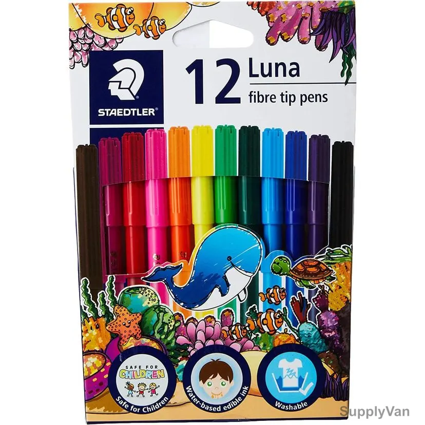 Staedtler Fiber Tip Pen Set, ST-327-LWP12, Luna, Assorted Colors, 12 Pcs/Set