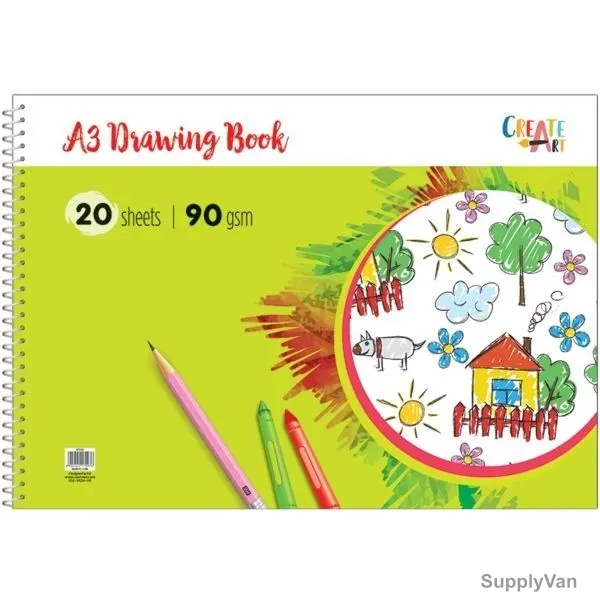 Navneet Spiral Drawing Book, NAV85838, A3, 40 Pages, 90 GSM, 20 Sheets, Green