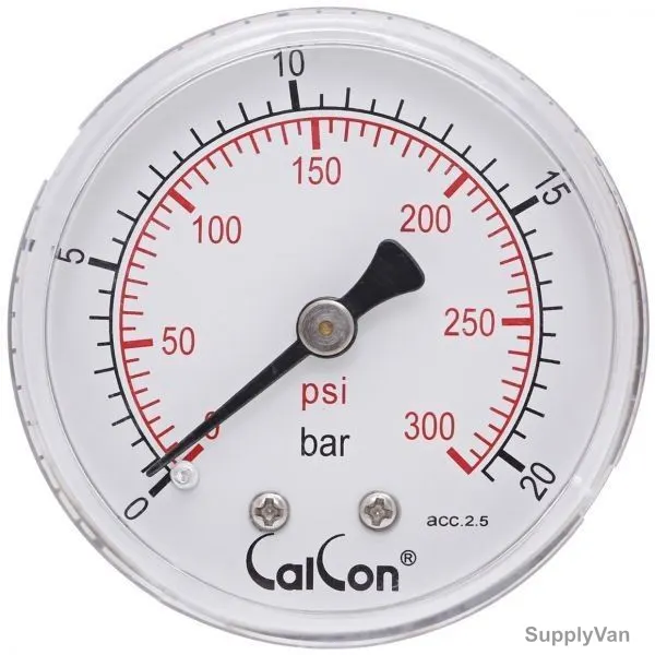 Calcon Pressure Gauge, CC10D, 50MM, 1/8 Inch, BSP, 0-20 Bar