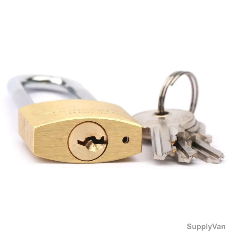 Terminator Keyed Pad Lock, TPL-7530L, Brass, Long Shackle, 30MM, Gold