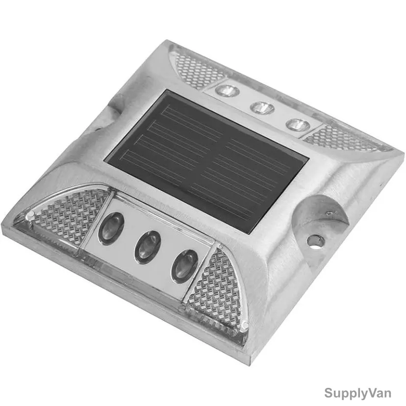 LED Solar Road Stud, Aluminium, 2.5CM Height x 10.5CM Width x 12.5CM Length, White — image 1