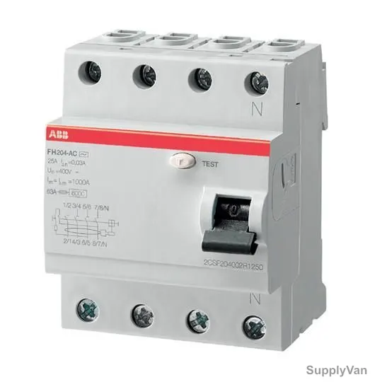 Abb Residual Current Circuit Breaker, FH204AC-40-0-1, 4P, 100mA, 40A