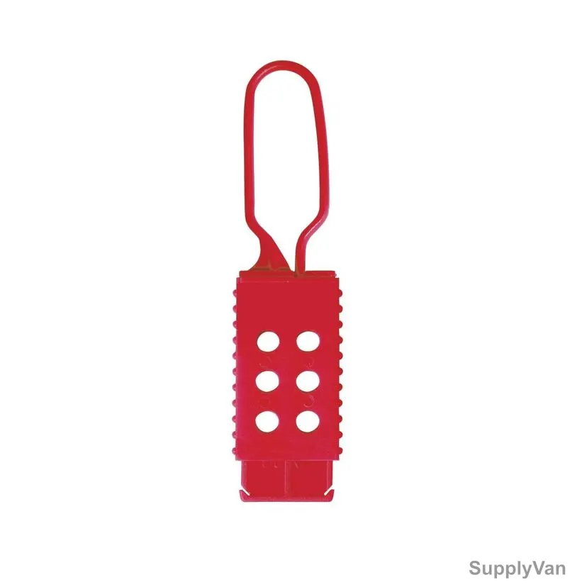 Master Lock Non Conductive Lockout Hasp, ML428, Plastic, 6 Padlock, Red — image 1