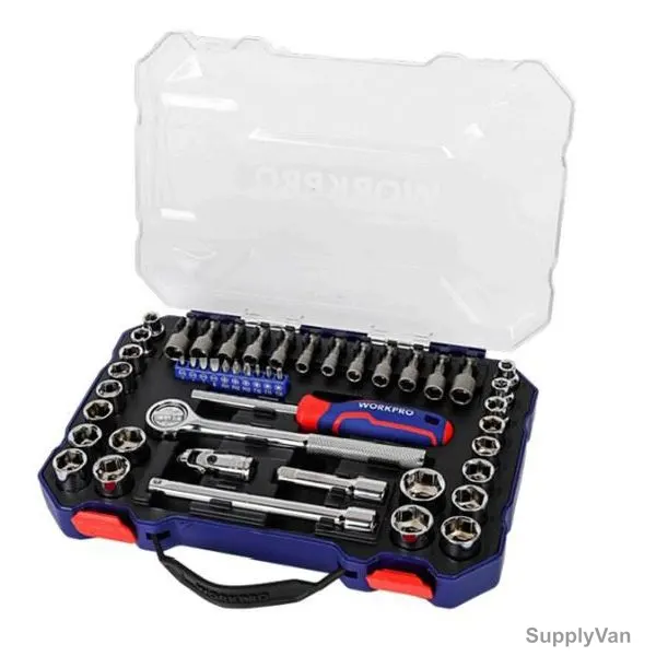 Workpro 6 Point Socket Set, WP202523, 3/8 Inch Drive Size, 47 Pcs/Set