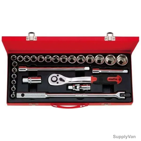 Ampro Socket Set, T-45412-A, 26PCS