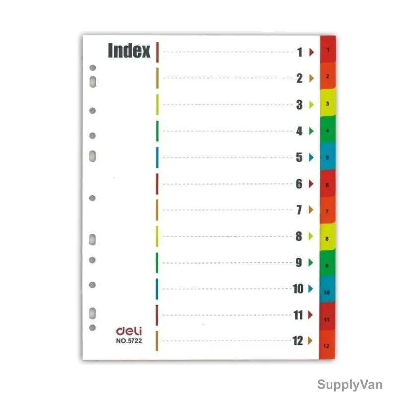 Deli Sheet Divider, E5725A, A4, 12 Sheets