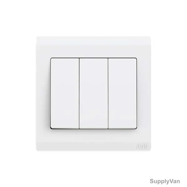 Abb Electrical Switch, BL107, Inora, 3 Gang, 2 Way, 10AX, White — image 1