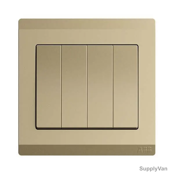 Abb Electrical Switch, BL104-PG, Inora, 4 Gang, 1 Way, 10AX, Royal Gold — image 1
