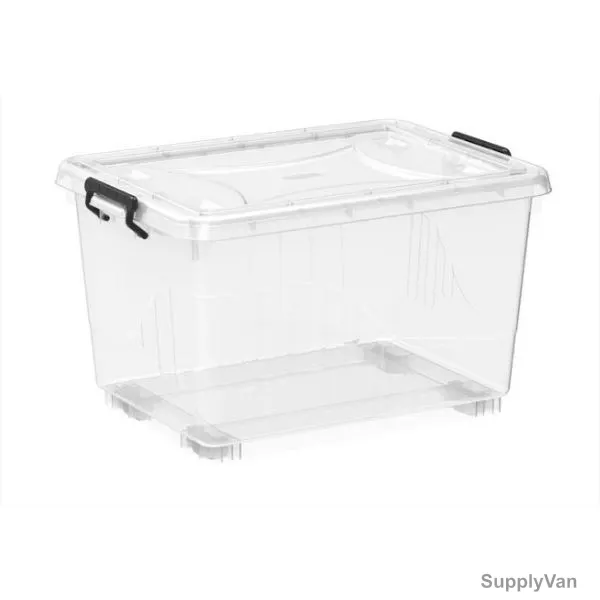 Cosmoplast Storage Box With Wheels and Lockable Lid, Plastic, 55 Ltrs, Clear — image 1