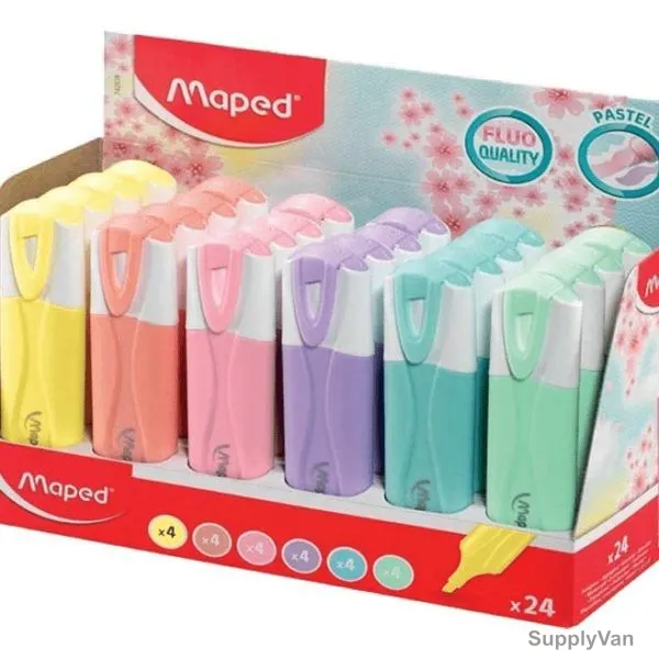 Maped Pastel Highlighter, MD-742538, Assorted Colors, 24 Pcs/Set