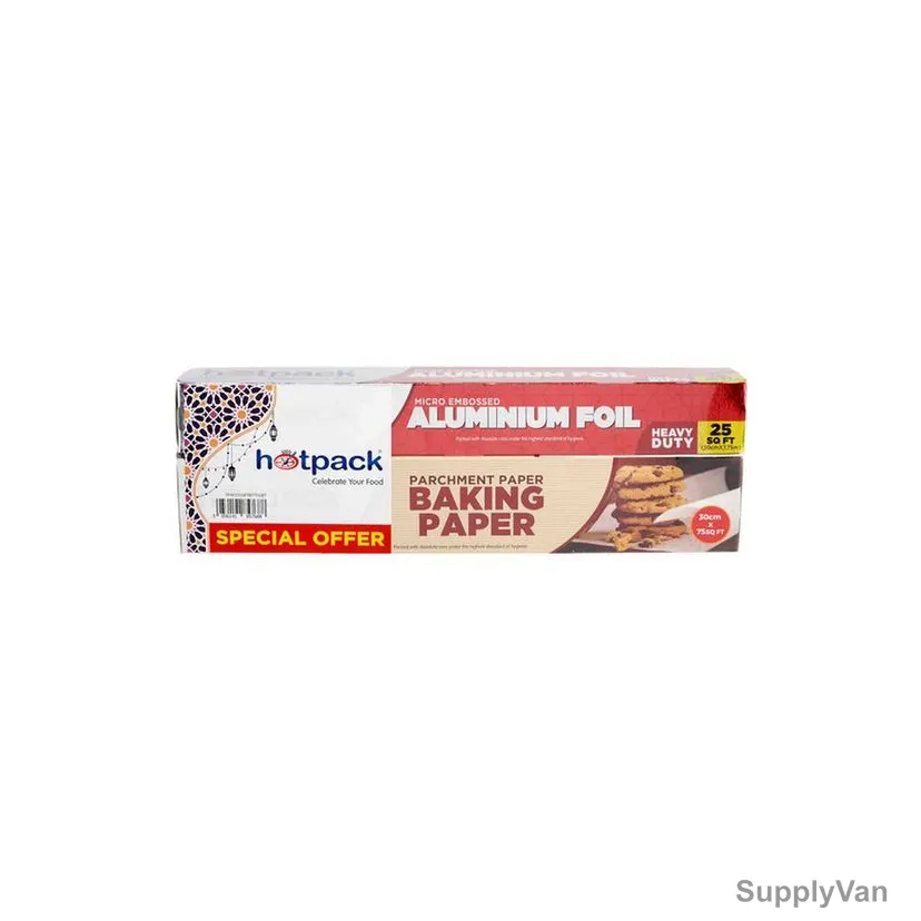 Hotpack Aluminium Foil With Baking Paper, 25 SQ.FT, 30CM Width x 7.75 Mtrs Length — image 1