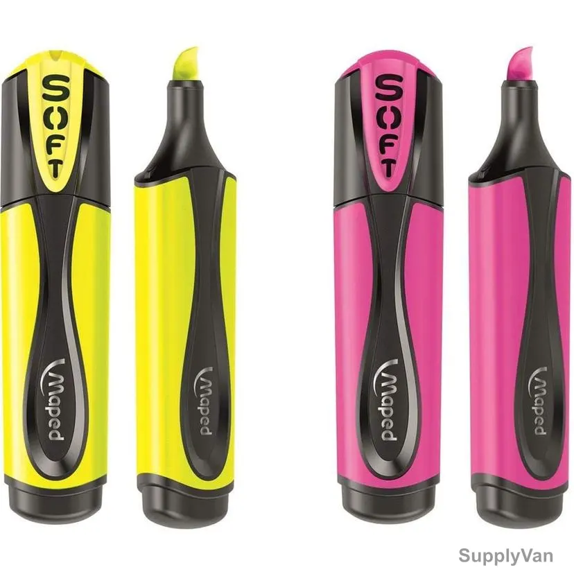 Maped Soft Flex Highlighter, MD-746028, Yellow/Pink, 2 Pcs/Set