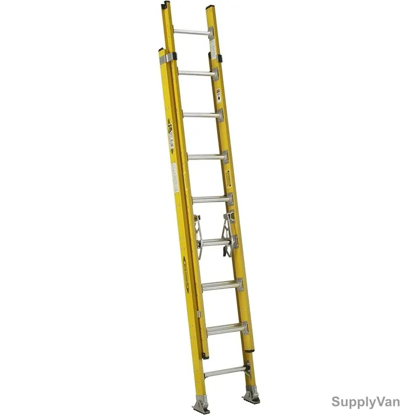 Werner Dual Section Extension Ladder, D7116-2, Fiberglass, D-Rung, 8+8 Steps, 170 Kg Weight Capacity