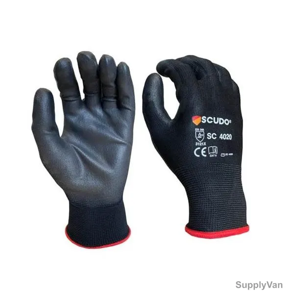 Scudo Polymax PU Coated Gloves, SC-4020, L, Black/Grey