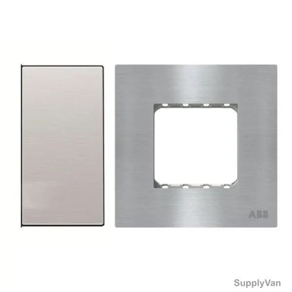ABB Electrical Switch With Double Rocker Frame, AMD11422-ST+AMD5144-ST, Millenium, 2 Gang, 1 Way, 20A, Stainless Steel