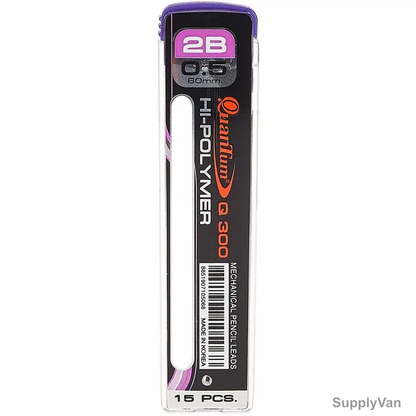 Quantum Mechanical Pencil Lead, Q3002B-BX, 2B, 0.5MM, Grey, 12 Tube/Pack