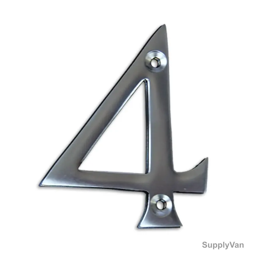 Chrome Plated House Door Number "4", KT-1755, 2 Inch, Aluminium, Silver