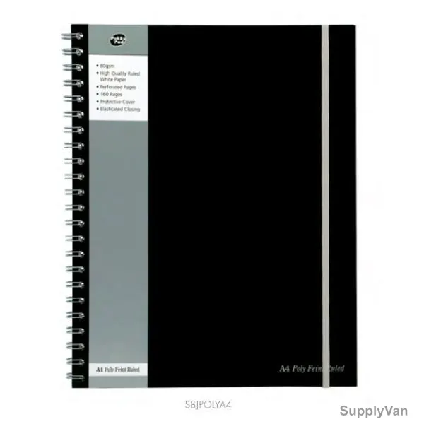 Pukka Wiro Elasticated Jotta Pad, SBJPOLYA4, A4, 80 gsm, 160 Pages, Black