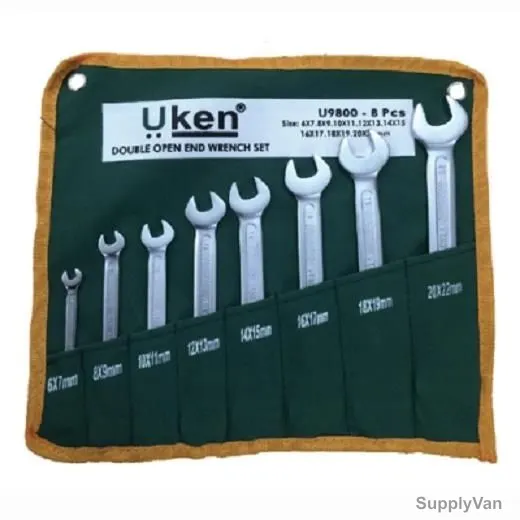 Uken Double Open End Spanner, U9800, 6-22MM, Open, CrV Steel, Satin