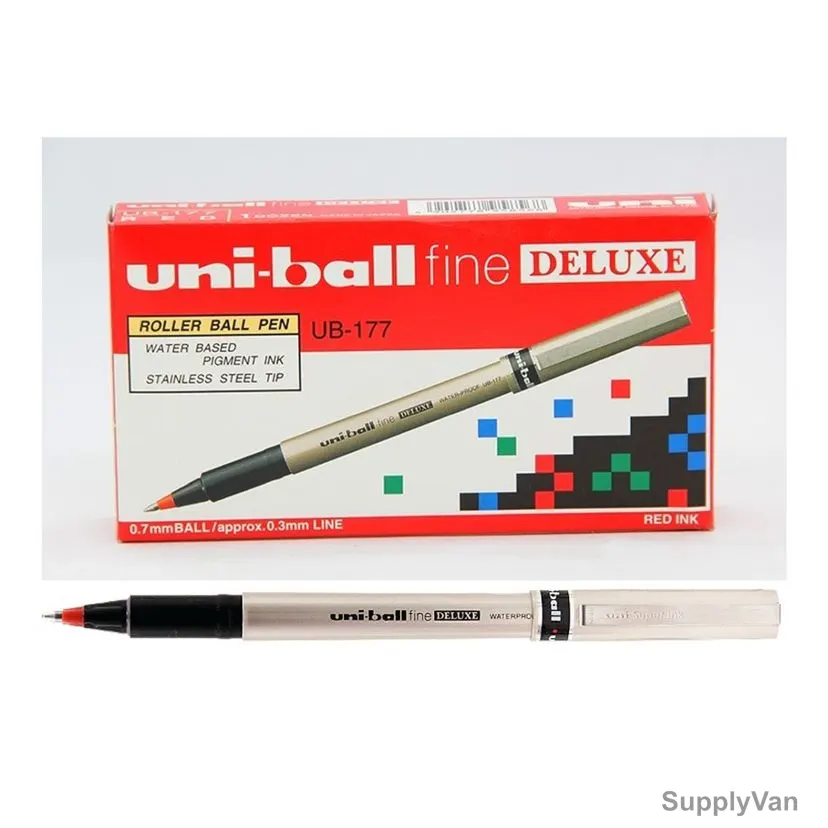 Uni-Ball Ball Point Pen, UB177-RD, Deluxe, 0.7MM Tip, Red, 12 Pcs/Pack