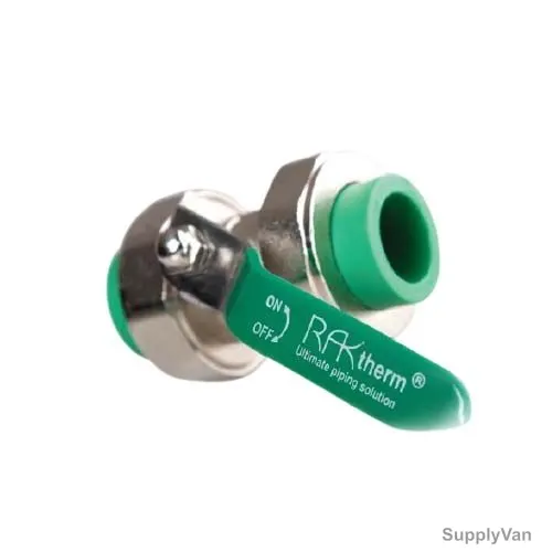 Raktherm Ball Valve, BV-25, PPR, 25MM Dia, Green/Silver