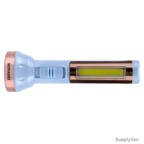 Sonashi Rechargeable LED Torch With Micro USB and Mobile Charge Function, SPLT-121U, 1200mAh, Blue
