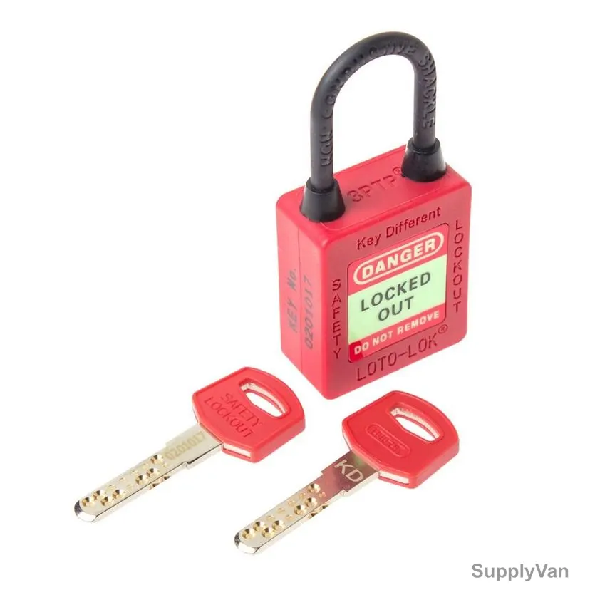 Loto-Lok Three Point Traceability Padlock, 3PTPRKDN40, Nylon, 40 x 5MM, Red