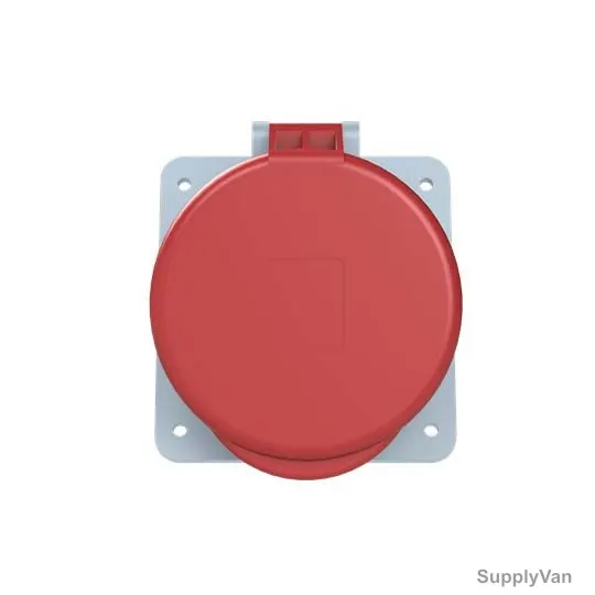 Abb Angle Flange Panel Mounted Socket Outlet, 363RAU6, 380-415V, IP44, 63A, 3P+E, Red