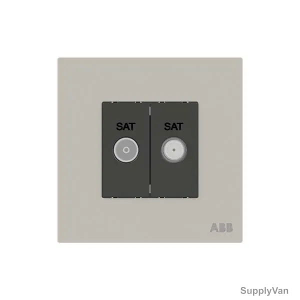 ABB F-Type SAT Twin Socket, AM32344-DU, Millenium, 2 Gang, Dune Sand — image 1