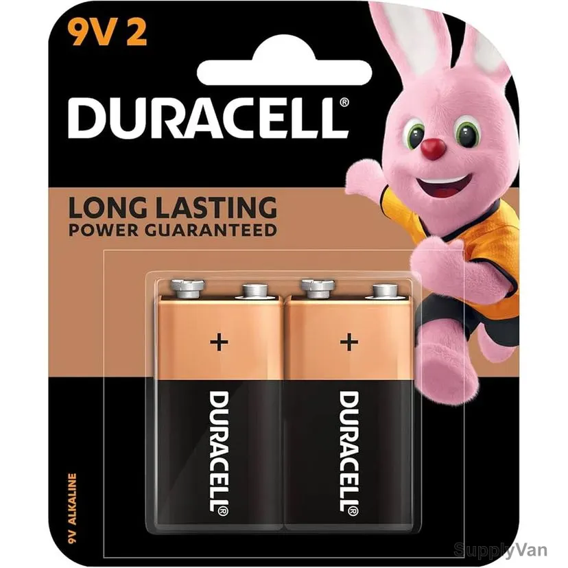 Duracell Alkaline Battery, 6LR61-MX1604, AA, 9V, Black, 2 Pcs/Pack