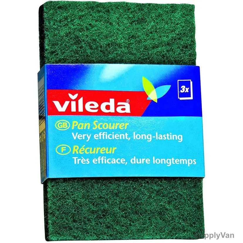 Vileda Handy Dish Washing Scouring Pad, 160 x 100MM, Green, 3 Pcs/Pack