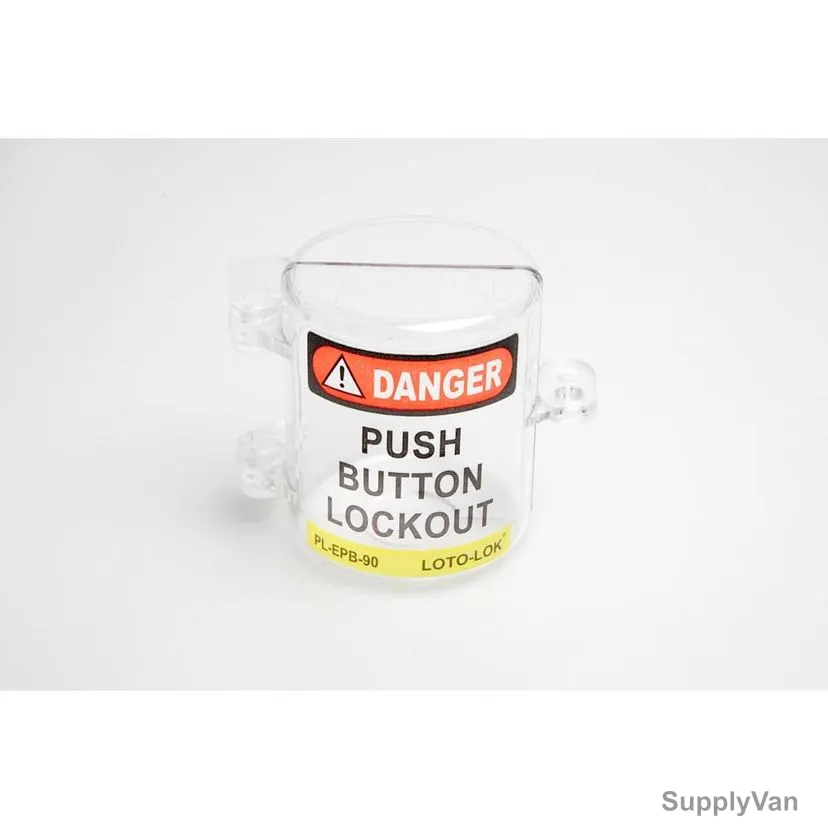 Loto-Lok Emergency Push Button Panel Lockout, PL-EPB-90, Polycarbonate, 30 x 70MM, Clear — image 1