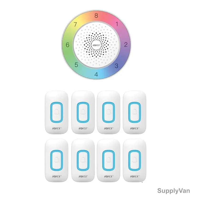 Novex 8-Zone Wireless Door Bell System With Led Indicator, NDB-708, 500 Mtrs Range, White/Grey — image 1