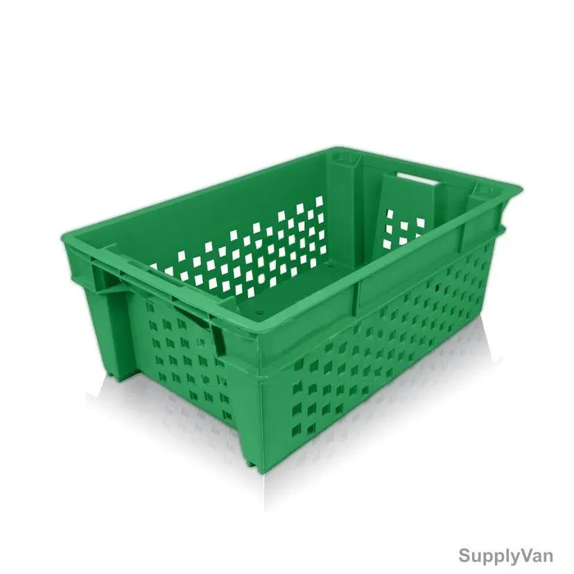 Crateco Fruits and Vegetable Crate, CCFVC, 210MM Height x 385MM Width x 585MM Length, 47 Ltrs, Green